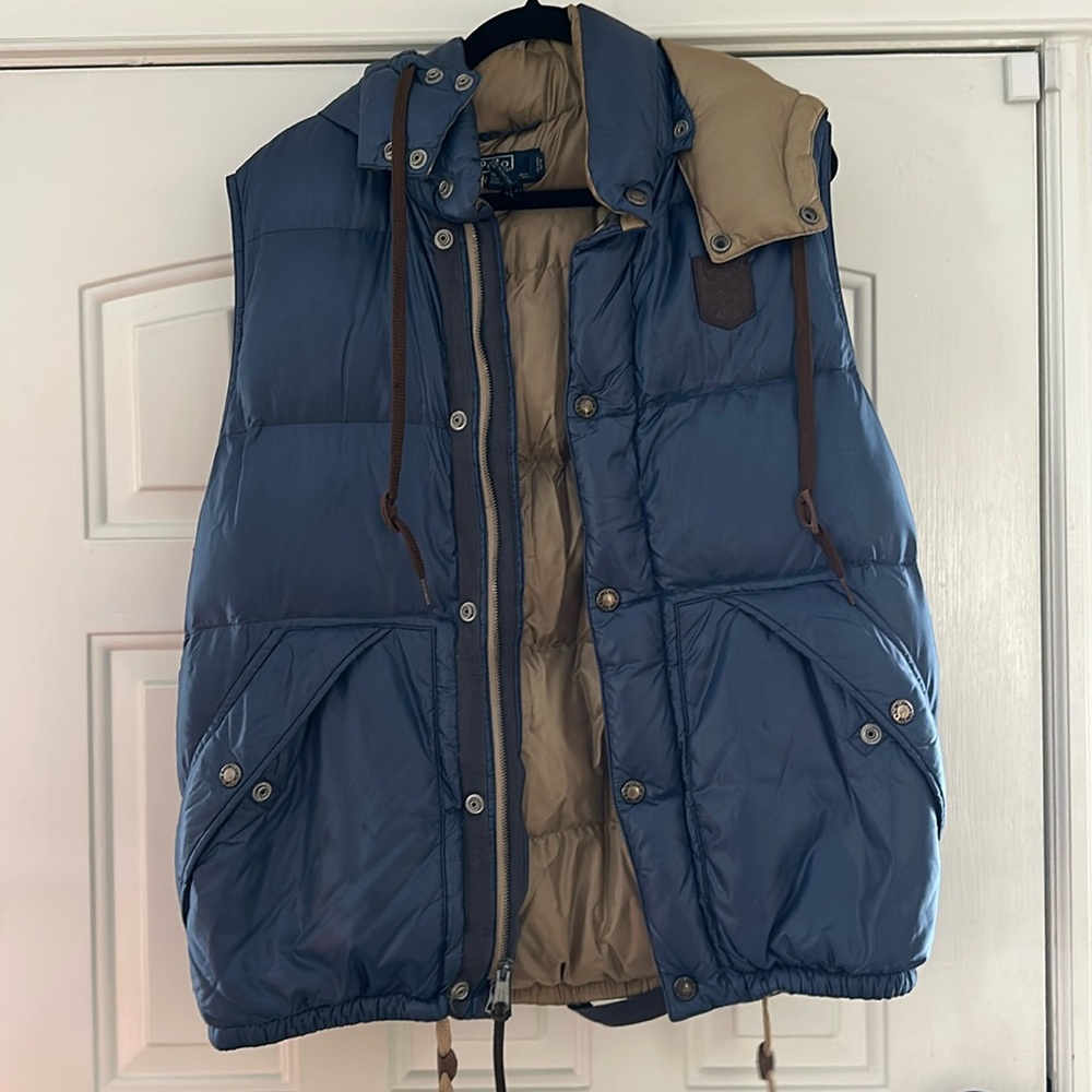 Polo Ralph Lauren blue down vest with hood